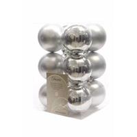 Kerstboom decoratie kerstballen mix zilver 12 stuks