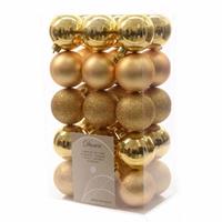 Kerstboom decoratie kerstballen mix goud 30 stuks