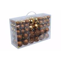 Voordelige bronzen kerstballen - 100 stuks - bronskleurige, kunststof kerstballen set