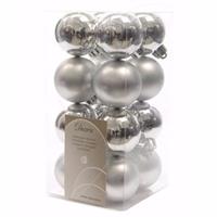 Decoris Kerst kerstballen zilver mix 4 cm Christmas Silver 16 stuks