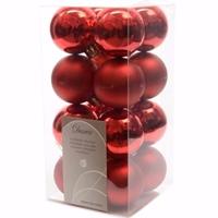 Decoris Kerst kerstballen rood mix 4 cm Elegant Christmas 16 stuks