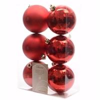 Decoris Kerst kerstballen rood 6 cm Ambiance Christmas 6 stuks