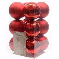 Decoris Kerst kerstballen rood 6 cm Christmas Red 12 stuks