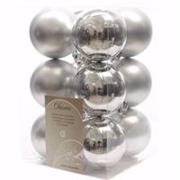 Decoris Kerst kerstballen zilver 6 cm Christmas Silver 12 stuks