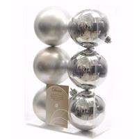 Decoris Kerst kerstballen zilver 6 cm Christmas Silver 6 stuks