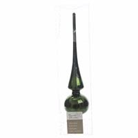 Kerstboom decoratie piek groen van glas 26 cm