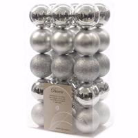 Decoris Kerst kerstballen zilver mix 6 cm Mystic Christmas 30 stuks