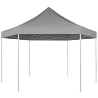 VidaXL Partytent pop-up opvouwbaar zeshoekig grijs 3,6 x 3,1 m