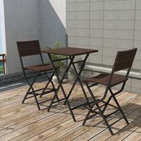 vidaXL 3-tlg. Bistro-Set Klappbar Stahl Poly Rattan Braun 