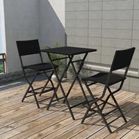 vidaXL 3-tlg. Bistro-Set Klappbar Stahl Poly Rattan  Schwarz