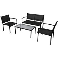 vidaXL 4-tlg. Garten-Lounge-Set Textilene  Schwarz