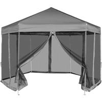 VidaXL Partytent pop-up zeshoekig met 6 zijwanden 3,6x3,1 m grijs