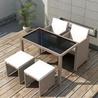 vidaXL 5-tlg. Garten-Essgruppe mit Auflagen Poly Rattan  Beige