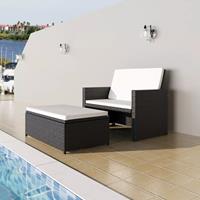 VidaXL Loungeset poly rattan zwart 5-delig