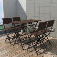 vidaXL 5-tlg. Garten-Essgruppe Klappbar Stahl Poly Rattan  Braun