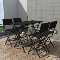 vidaXL 5-tlg. Garten-Essgruppe Klappbar Stahl Poly Rattan Schwarz 