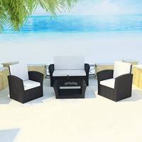 VidaXL Loungeset poly rattan zwart 10-delig