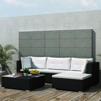 VidaXL Loungeset poly rattan zwart 14-delig