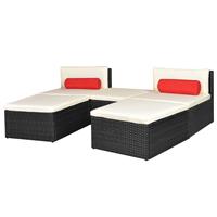 VidaXL Ligbeddenset modulair poly rattan zwart 14-delig