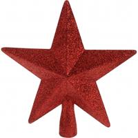 Piek ster rood met glitters 19 cm