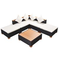 VidaXL Loungeset poly rattan HKC zwart 15-delig