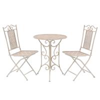 vidaXL 3-tlg. Bistro-Set Stahl  Weiß