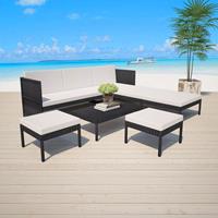 VidaXL Loungeset poly rattan zwart 15-delig