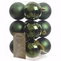 Decoris Kerst kerstballen groen 6 cm Nature Christmas 12 stuks
