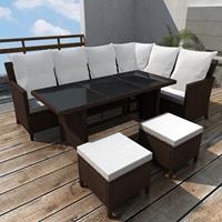 VidaXL Loungeset poly rattan bruin 14-delig