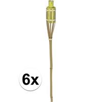Bellatio 6x Bamboe tuinfakkel geel 65 cm