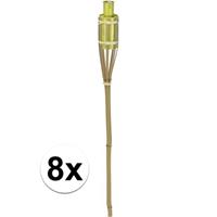 Bellatio 8x Bamboe tuinfakkel geel 65 cm
