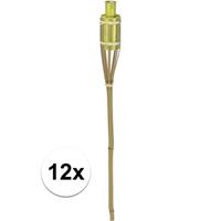 Bellatio 12x Bamboe tuinfakkel geel 65 cm