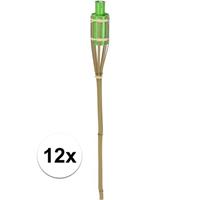 Bellatio 12x Bamboe tuinfakkel groen 65 cm