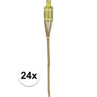 Bellatio 24x Bamboe tuinfakkel geel 65 cm