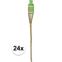 Bellatio 24x Bamboe tuinfakkel groen 65 cm