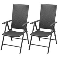 VidaXL Tuinstoelen stapelbaar 2 st poly rattan zwart