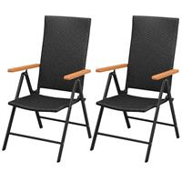 VidaXL Tuinstoelen stapelbaar 2 st poly rattan zwart