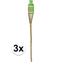 Bellatio 3x Bamboe tuinfakkel groen 65 cm