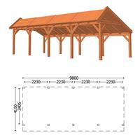 TrendHout Kapschuur De Stee L 980 x 410 x 325 cm