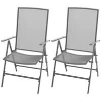 VidaXL Tuinstoelen stapelbaar 2 st staal grijs
