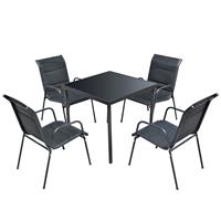 VidaXL 5-delige Tuinset staal zwart