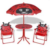 vidaXL 3-delige Bistroset voor kinderen met parasol rood