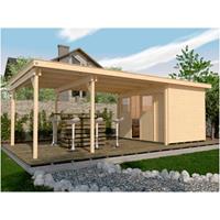 WEKA Set: Gartenhaus 225 B Gr2 BxT: 768x325 cm inkl Anbaudach und Fußboden