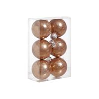 Kerstballen glitter koper 6 stuks Multi