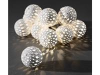 Tienlamps LED-lichtketting metalen bol wit