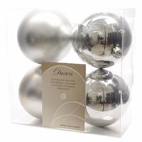 Kerstboom decoratie kerstballen mix zilver 4 stuks Zilver