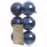 Decoris Kerst kerstballen blauw 6 cm Mystic Christmas 6 stuks Blauw