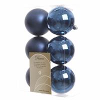 Kerstboom decoratie kerstballen mix blauw 6 stuks Blauw