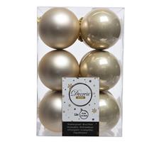 Creme kerstversiering kerstballen kunststof 6 cm Creme