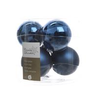 Ksd Kerstbal glas glans-mat diameter 8cm nacht blauw 